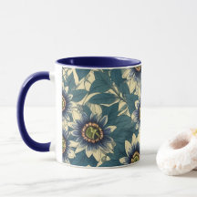 Blå passion blomma mönster