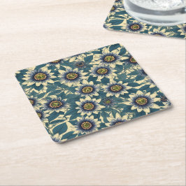 Blå passion blomma mönster underlägg papper kvadrat