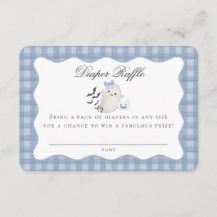 Blå pastel Little Boo Ghost Diaper Raffle Insert Tilläggskort