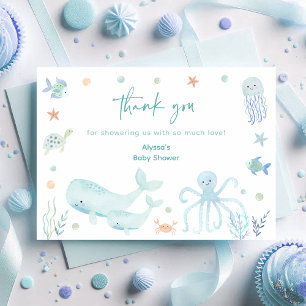 Blå pastel under Sea Baby Shower Tack Kort