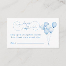 Blå pastel Watercolor Balloations Diaper Raffle Tilläggskort