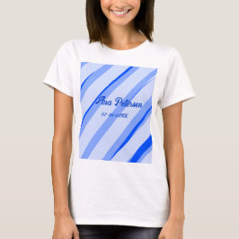 Blå pastell lägg till namn datum boho retro linjer t shirt