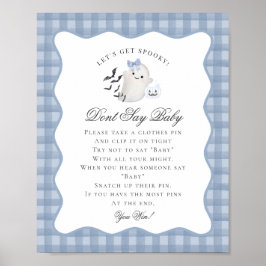 Blå Pastell Little Boo Spöke Säga Inte Baby Lek Poster