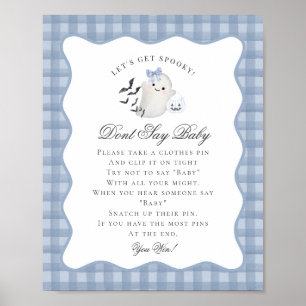 Blå Pastell Little Boo Spöke Säga Inte Baby Lek Poster