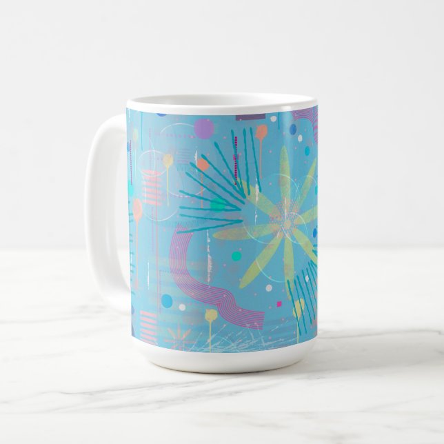 Blå pastelldrömmar abstrakt  kaffemugg (Framsida vänster)