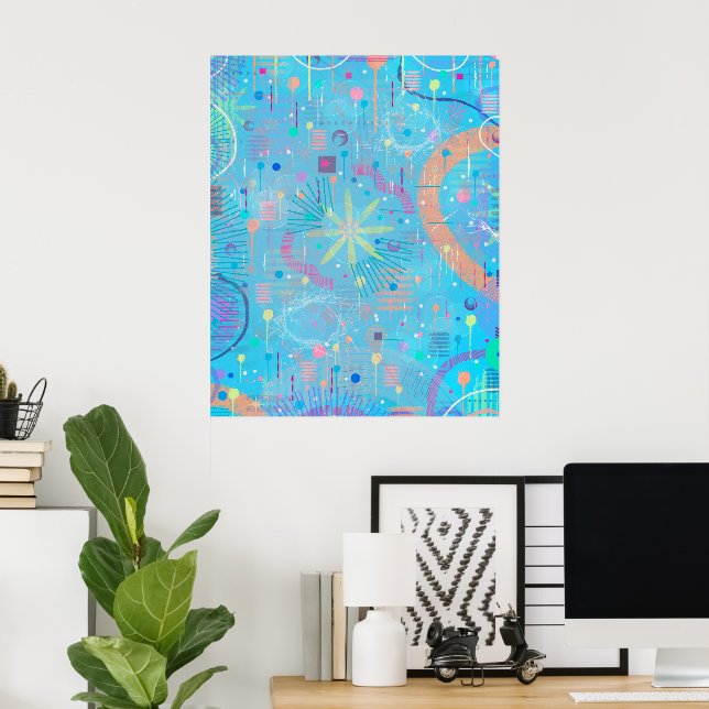 Blå pastelldrömmar abstrakt  poster (Hemmakontoret)