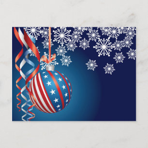 Blå patriotisk jul helg vykort
