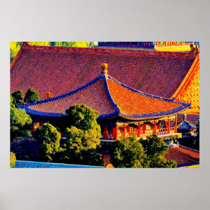 Blå paviljongtak Förbjudna staden Poster