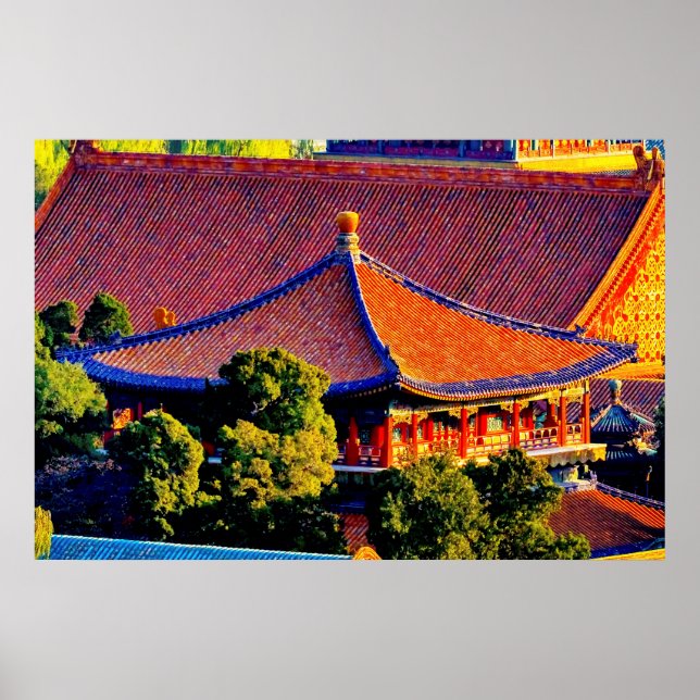 Blå paviljongtak | Förbjudna staden Poster (Framsidan)