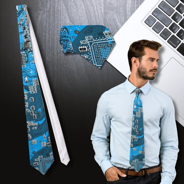 Blå PCB-kretskortdesign för IT-proffs Slips (Skapare uppladdad)