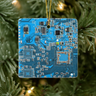 Blå PCB-kretskortsdesign för IT-proffs Julgransprydnad Keramik