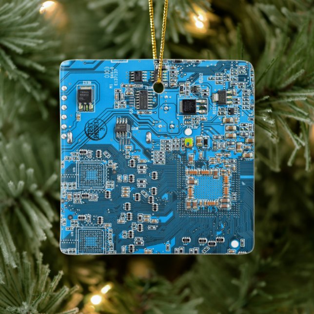 Blå PCB-kretskortsdesign för IT-proffs Julgransprydnad Keramik (Träd)