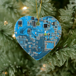 Blå PCB-kretskortsdesign för IT-proffs Julgransprydnad Keramik