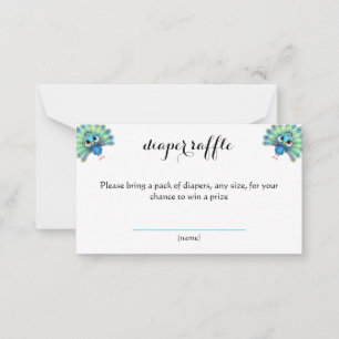 Blå peacock Baby Shower Raffcard Anteckningskort