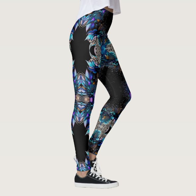 Blå peacock Feathers Leggings (Höger)