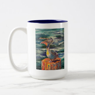 Blå Pelican Gallery-mugg, färgglad och fräck! Två-Tonad Mugg