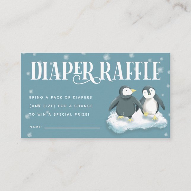 Blå penguiner Babyskor Skämtar Raffle Biljett Tilläggskort (Framsida)