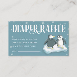 Blå penguiner Babyskor Skämtar Raffle Biljett Tilläggskort