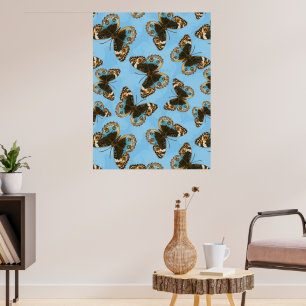 Blå pensé fjäril mönster poster