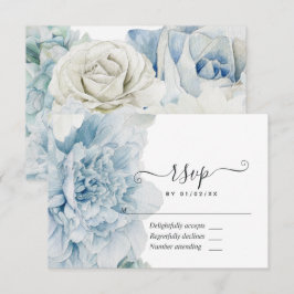 Blå Peonies Bröllop OSA Kort
