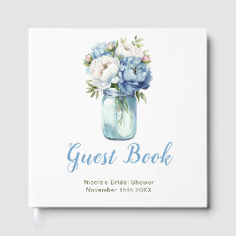 Blå Peonies Murad Brud Shower Gästböcker