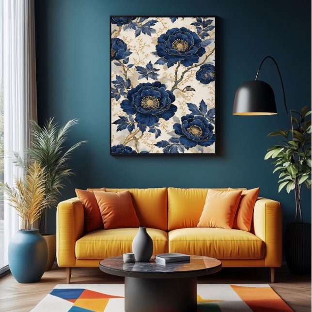 Blå Peonies Poster (Skapare uppladdad)