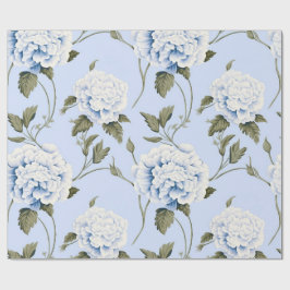 Blå Peony Blomsterträdgårdsfest Inpackningspapper Presentpapper