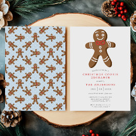 Blå Pepparkaksgubbe Kaka Utbyte Jul Inbjudningar