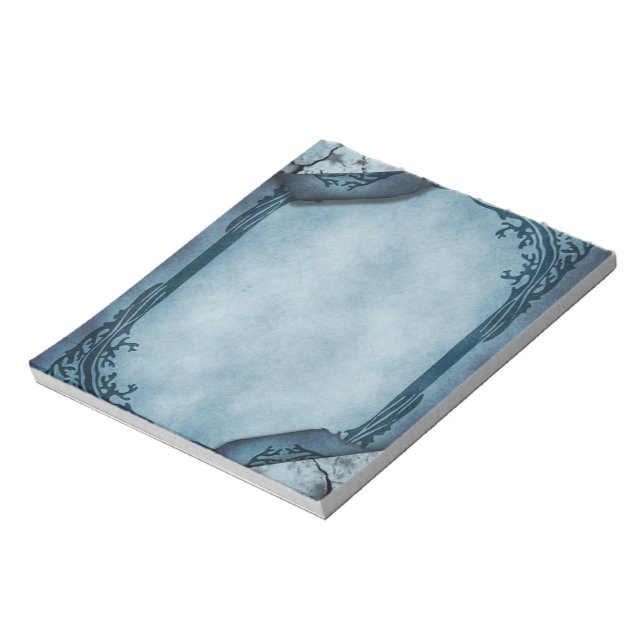 Blå Pergament Gotisk Brevpapper Anteckningsblock (Roterad)