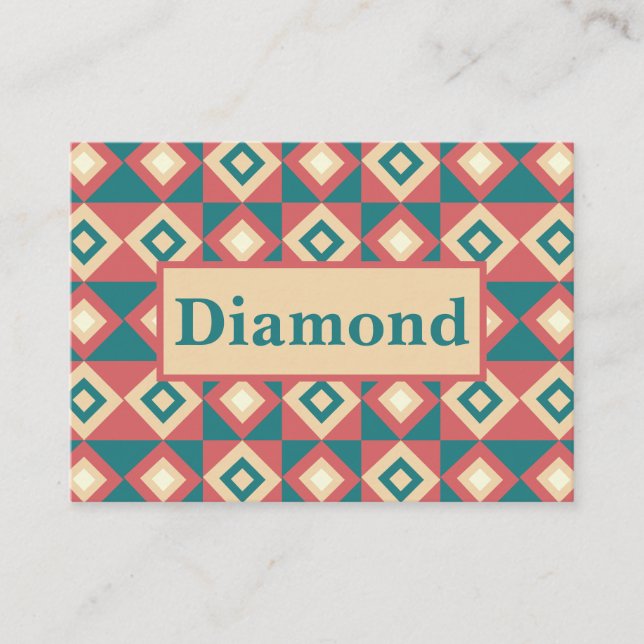 Blå Persika Diamant Geometrisk  Visitkort (Framsida)