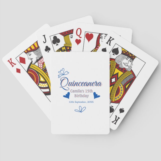 Blå persika quinceanera 15-årsdag Rustic mexica Casinokort (Baksidan)