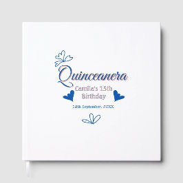Blå persika quinceanera 15-årsdag Rustic mexica Gästböcker
