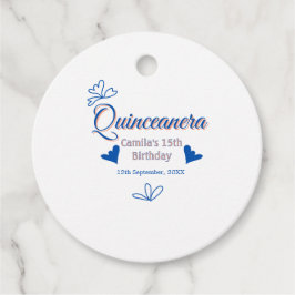Blå persika quinceanera 15-årsdag Rustic mexica Gåvor Etiketter