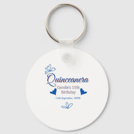 Blå persika quinceanera 15-årsdag Rustic mexica Nyckelring