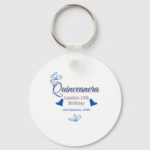 Blå persika quinceanera 15-årsdag Rustic mexica Nyckelring