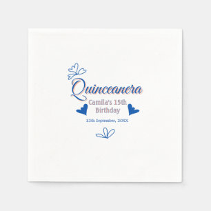 Blå persika quinceanera 15-årsdag Rustic mexica Pappersservett