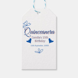 Blå persika quinceanera 15-årsdag Rustic mexica Presentetikett