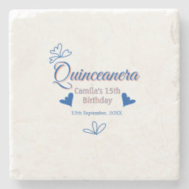 Blå persika quinceanera 15-årsdag Rustic mexica Stenunderlägg