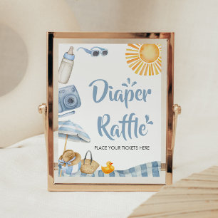 Blå persiko-babybabyskor Diaper Raffle Poster