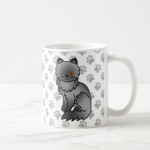 Blå persisk söt seriekatillustration kaffemugg