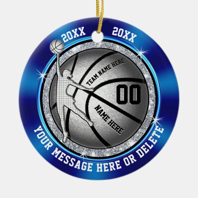 Blå Personlig Basketball-prydnadsföremål för flick Julgransprydnad Keramik (Framsidan)