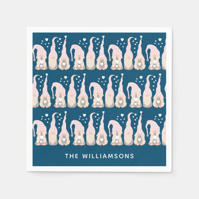 Blå Personlig för Cute-julfamiljen Pappersservett (Framsidan)