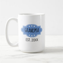 Blå Personlig Grandma Est 20XX Lägg till bild Mugg