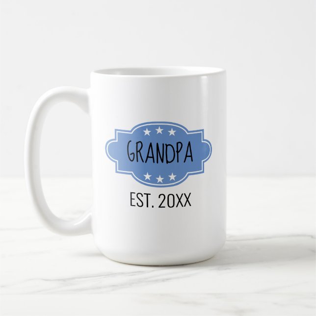 Blå Personlig Grandpa Est 20XX Lägg till bild Mugg (Vänster)
