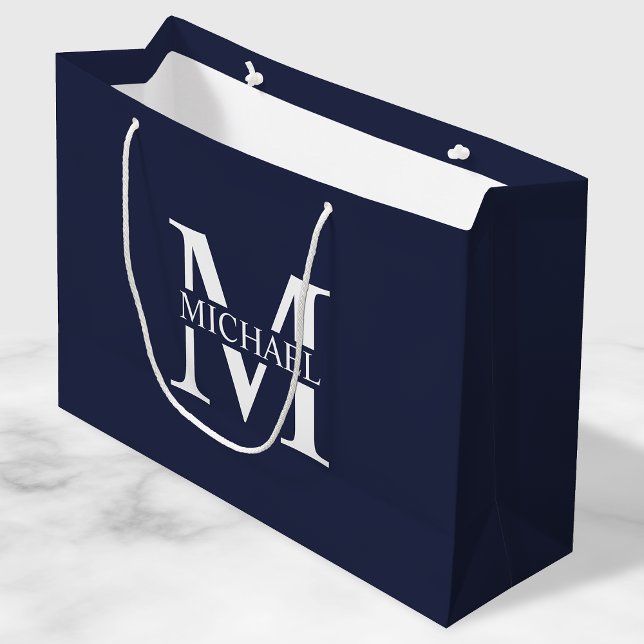 Blå Personlig Monogram och Namn (Skapare uppladdad)