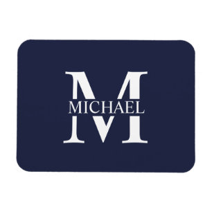 Blå Personlig Monogram och Namn Magnet