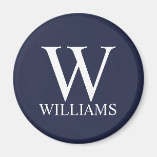 Blå Personlig Monogram och Namn Magnet