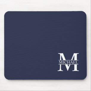 Blå Personlig Monogram och Namn Musmatta