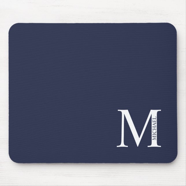Blå Personlig Monogram och Namn Musmatta (Framsidan)