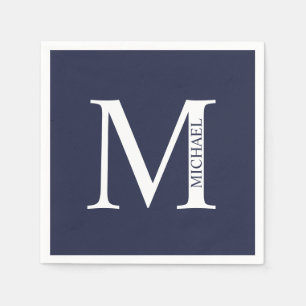 Blå Personlig Monogram och Namn Pappersservett